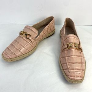 SCHUTZ Pink Croc-Embossed Loafers